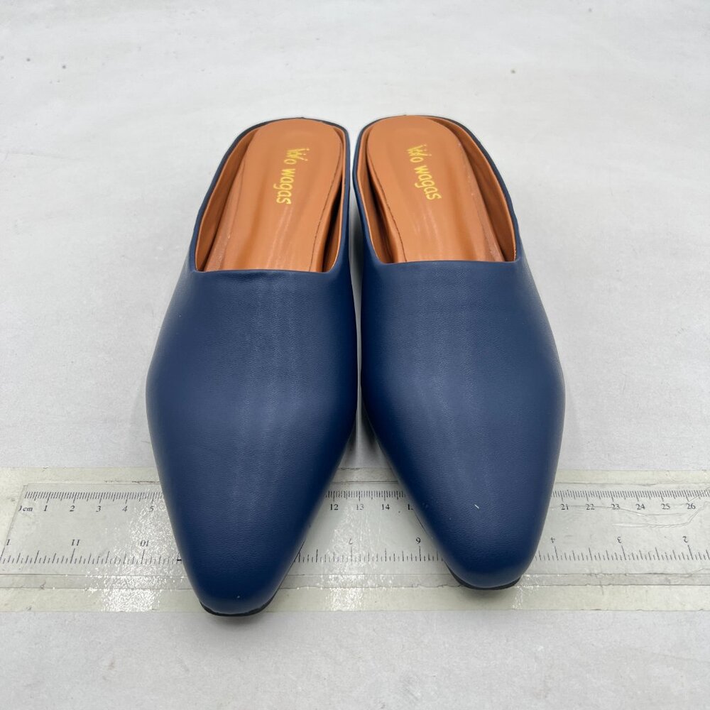 Classic Navy Leather Slip-On Mule - Women - Picture 3 of 8